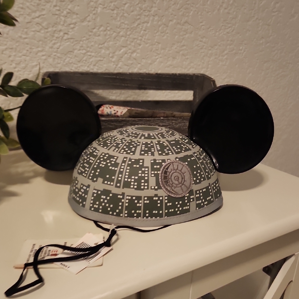 Disney Parks Star Wars Death Star Mickey Ears Hat Adult, NWT!